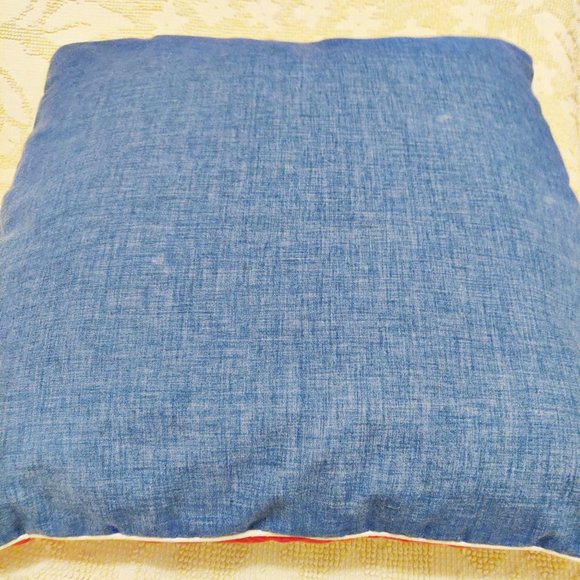 Vintage Quilt Block Pillows PAIR 2 in Primary Blue Yellow Red Stars Calico Flora - Picture 5 of 9